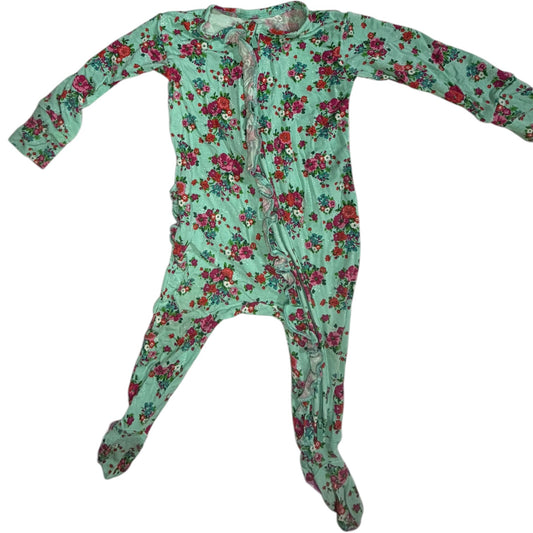0-3M | Posh Peanut | Floral Footed Bamboo Sleeper | GUC