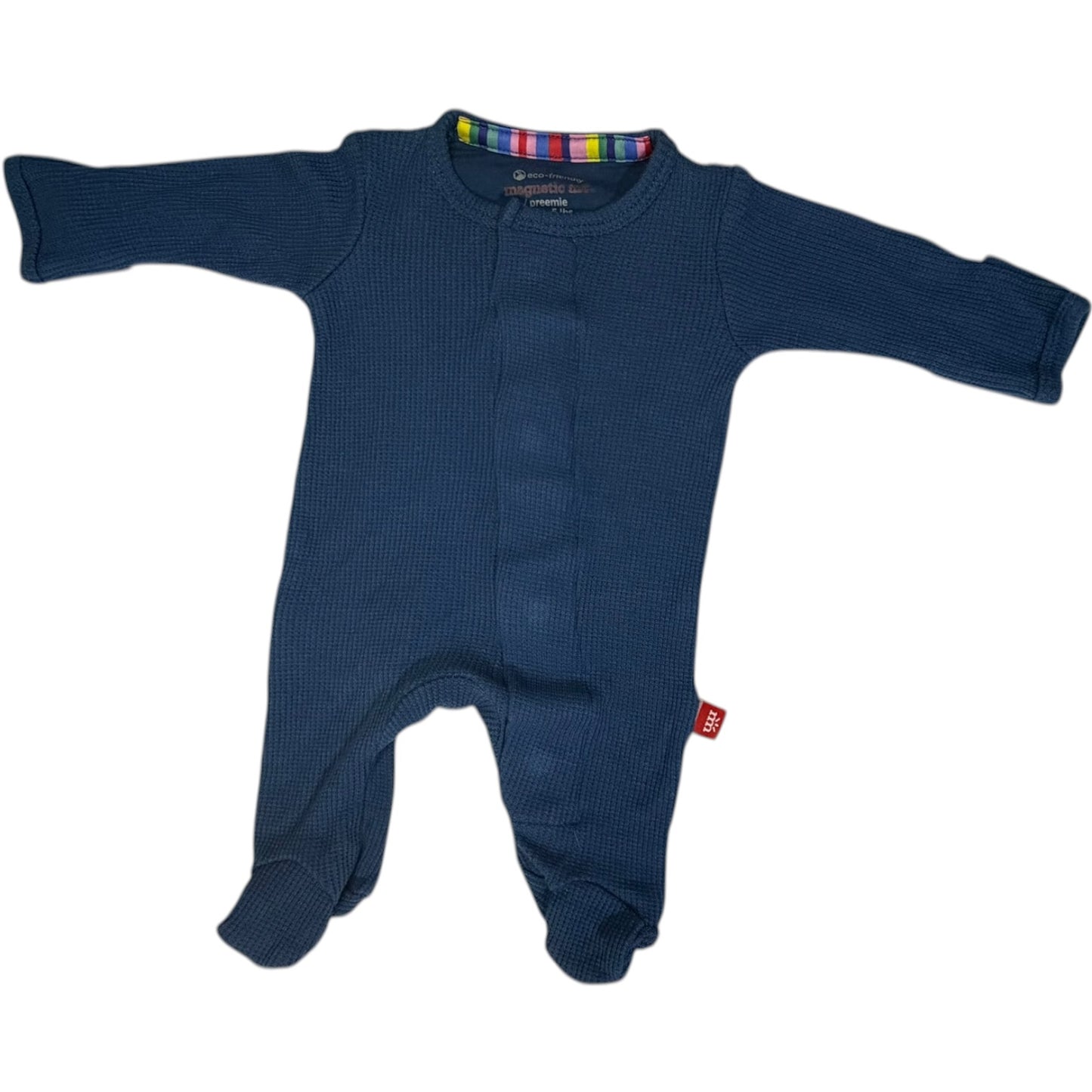Preemie | Magnetic Me | Blue Long-sleeve Footed Bamboo Sleeper | EUC