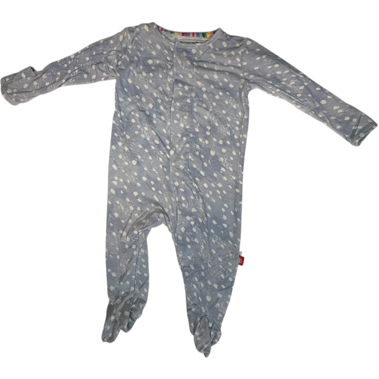 0-3M | Magnetic Me | Blue and White Spotted Long-Sleeve Footed Bamboo Sleeper | GUC