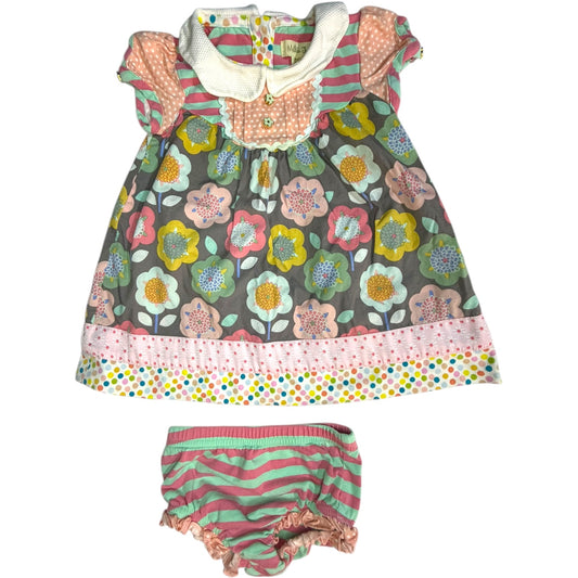 6-12M | Matilda Jane | Colorful Floral Dress with Diaper Cover Set | GUC