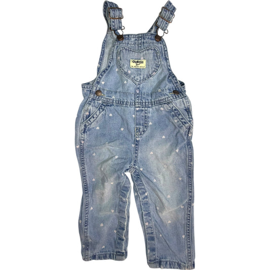 18M | OshKosh | Blue Jean Heart Overalls | EUC
