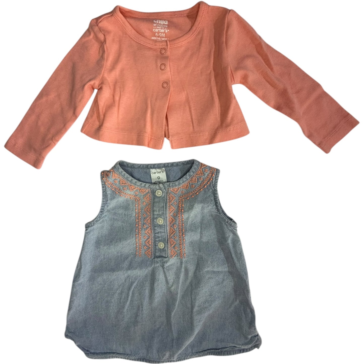 6-9M | Carter's | Cardigan & Blue Jean Dress Duo | EUC