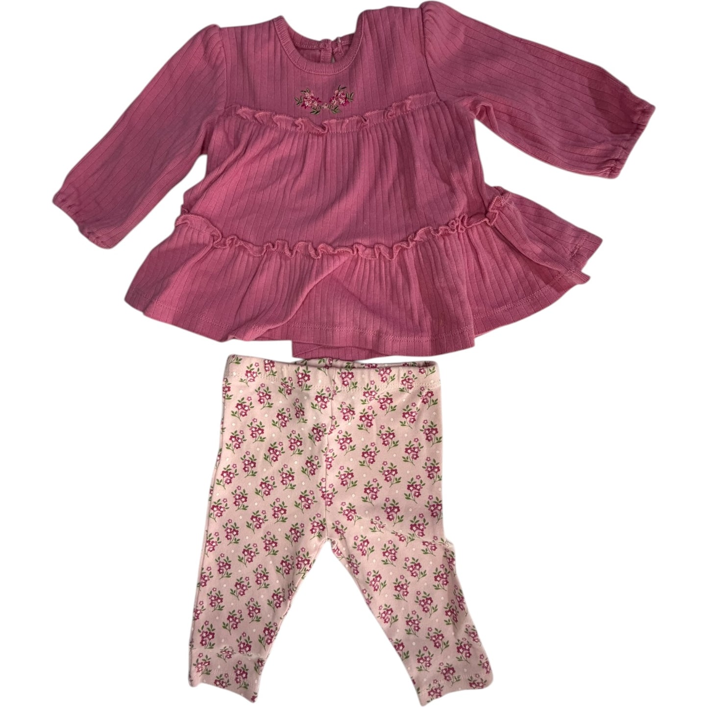 9M | Little Me | Pink Floral Pant Set | GUC