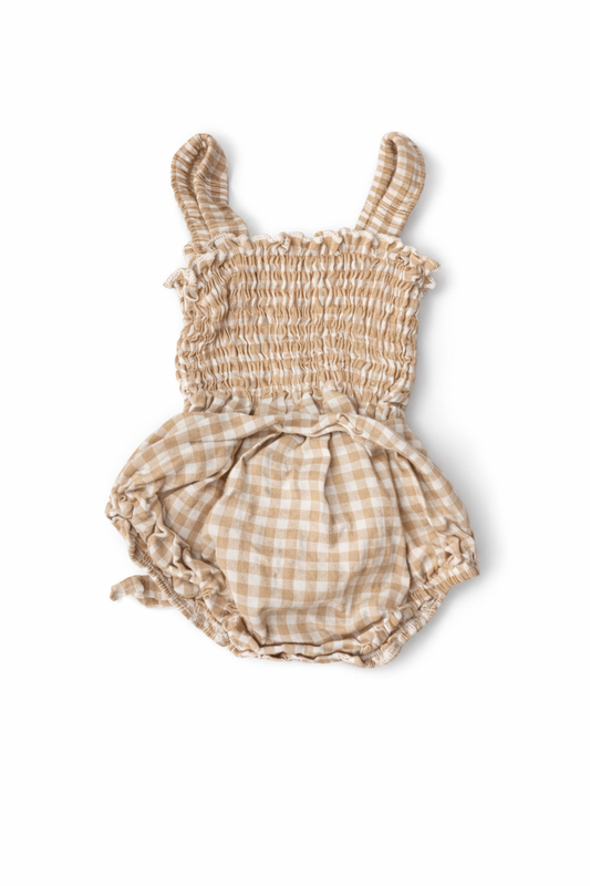 Est. 0-3M | Tan Gingham Bubble | GUC