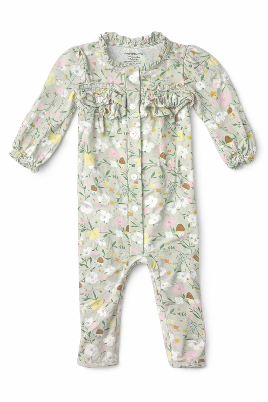 3-6M | Magnetic Me | Gray Floral Sleeper | GUC