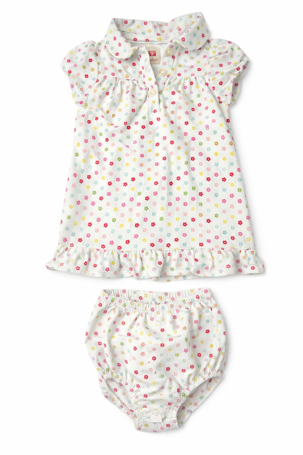 6-9M | Faded Glory | White Floral Collar Shirt & Shorts Set | GUC