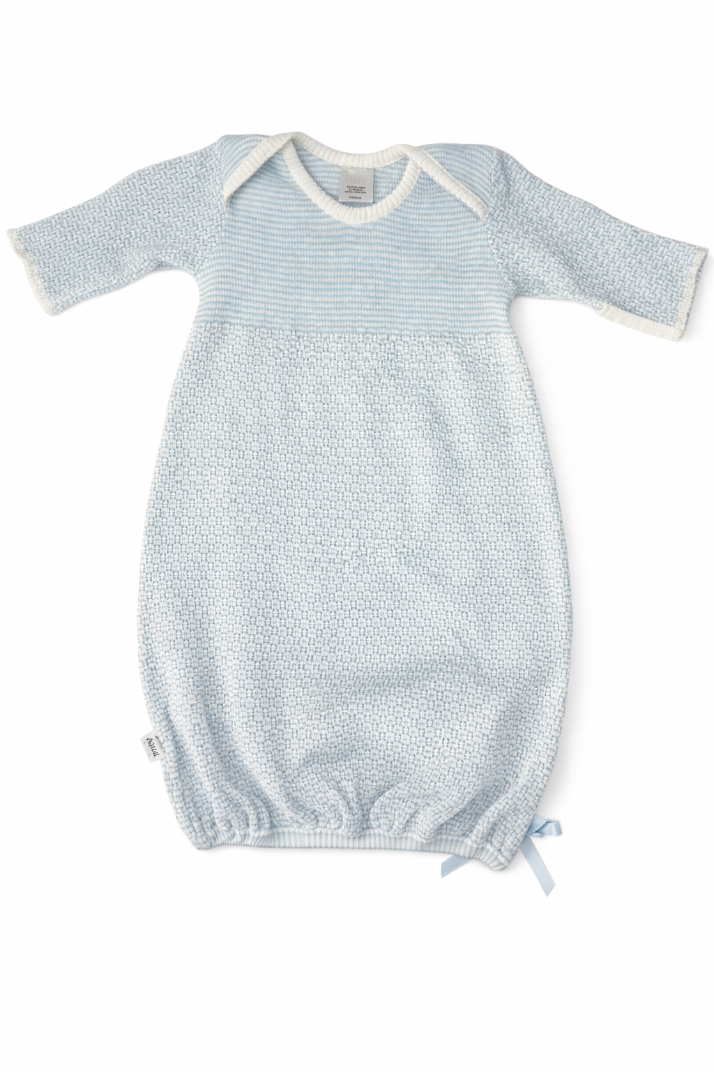Newborn Paty Gown Baby Blue with Blue Ribbon EUC