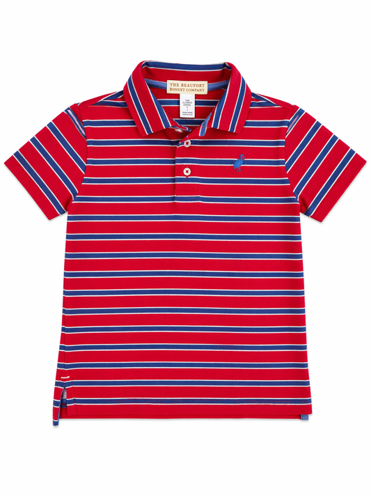 10 | The Beaufort Bonnet Company | Red and Blue Short-Sleeve Polo | EUC