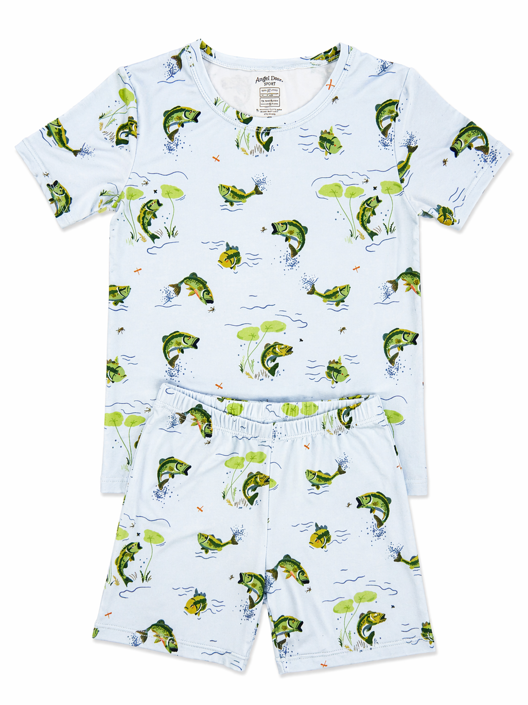 8 | Angel Dear | Baby Blue Bass Fishing Short-Sleeve and Shorts Pajama Set | NWT