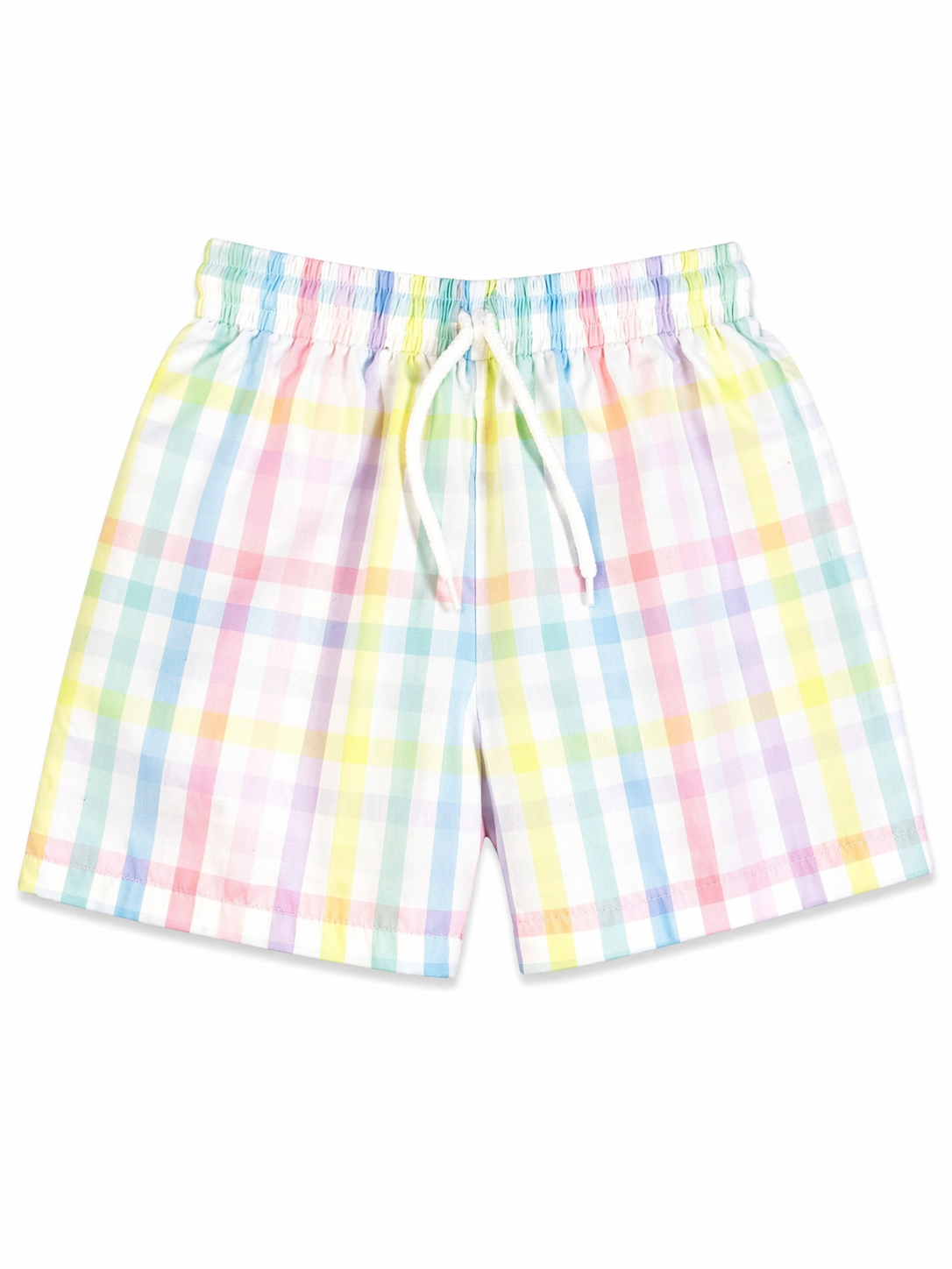 7 | The Smocking Place | Pastel Multicolored Gingham Swim Trunks | EUC