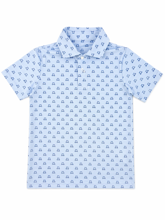 8 | The Class Club | Baby Blue Golf Cart Performance Polo | EUC