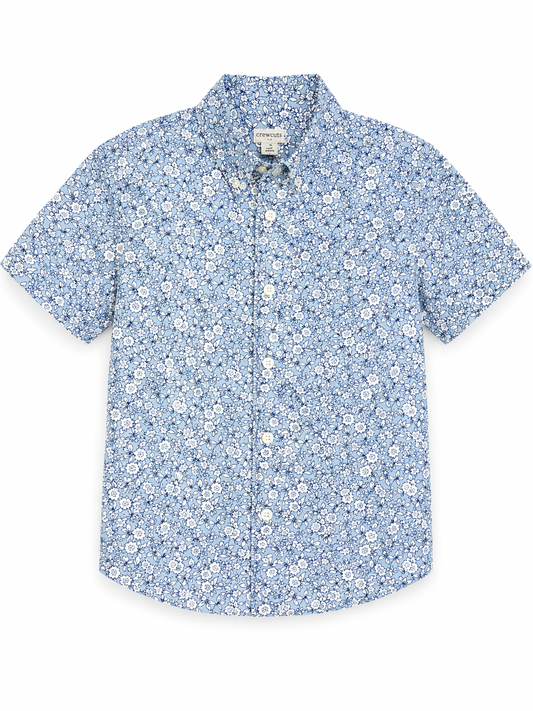 8 | Crew Cuts | Baby Blue Flower Button Down | EUC