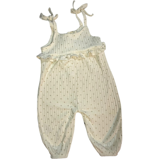 6-9M | Jessica Simpson | Cream & Brown Polka Dot Strap Romper | GUC