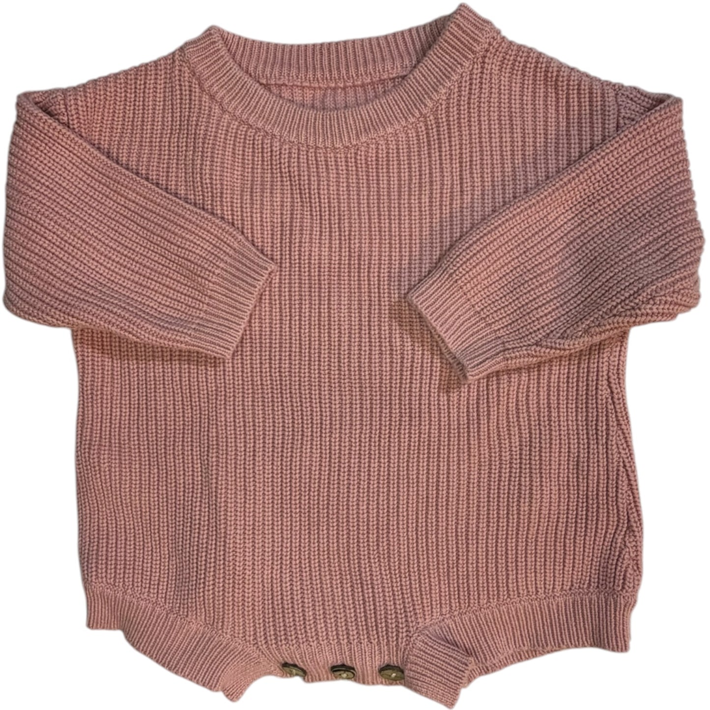 2T (90) | Pink Sweater Bubble with Brown Buttons | EUC