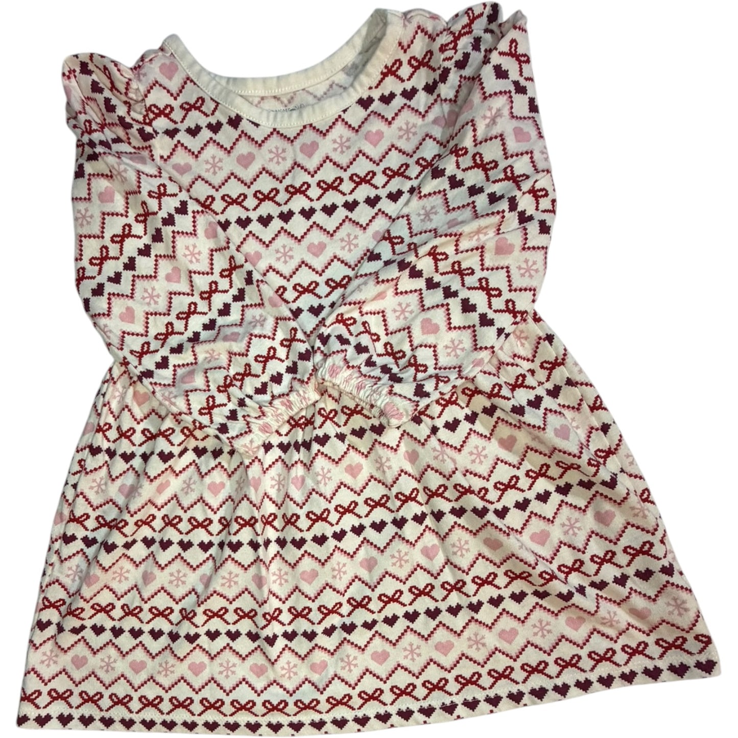2T | Garanimals | White Long-Sleeve Heart & Snowflake Dress | EUC