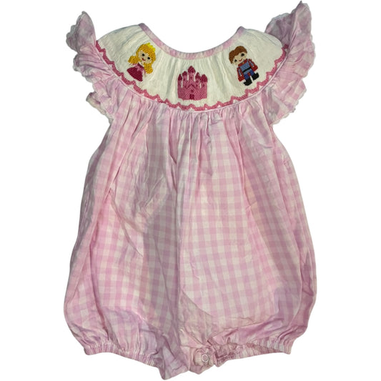 18M | Little Lullaby Boutique | Pink and White Princess Smocked Bubble | EUC