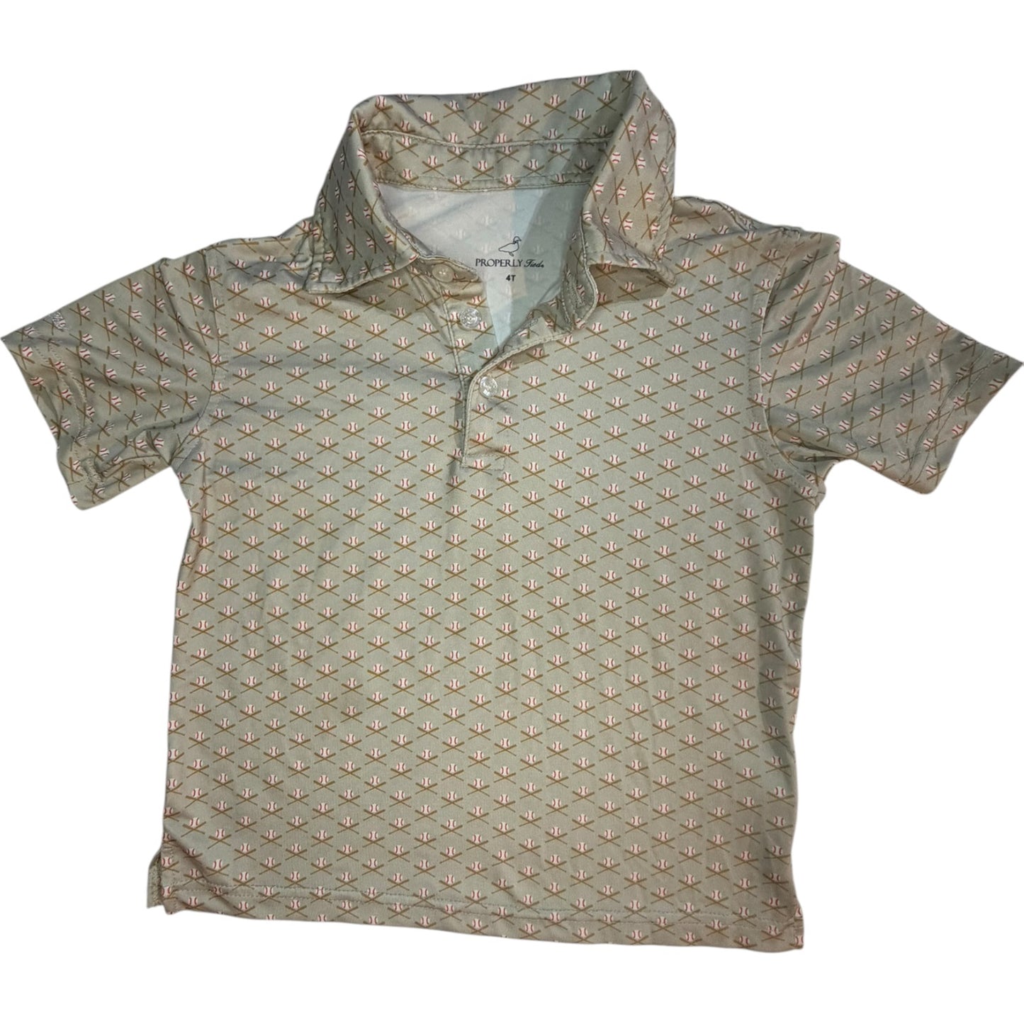 4T | Properly Tied | Tan Baseball Performance Polo | GUC