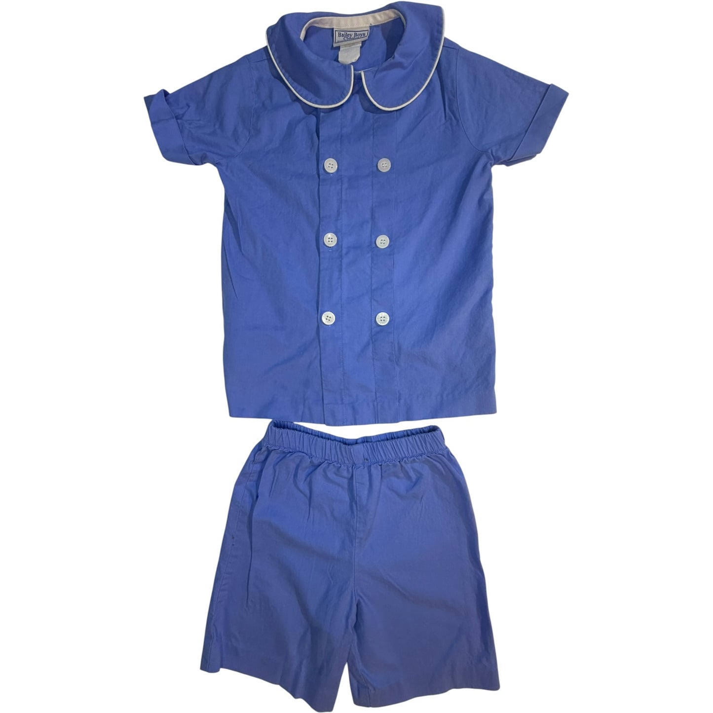 4T | Bailey Boys | Blue Peter Pan Collar Button-Up Short Set | EUC